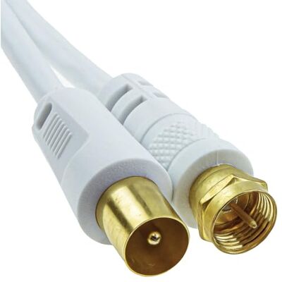 kenable Câble Coaxial Antenne TV Mâle RF vers Connecteur F Mâle Cuivre 75 Ohm Blanc 1m Plaqué Or - Publicité kenable Câble Coaxial Antenne TV Mâle RF vers Connecteur F Mâle Cuivre 75 Ohm Blanc 1m Plaqué Or - Publicité