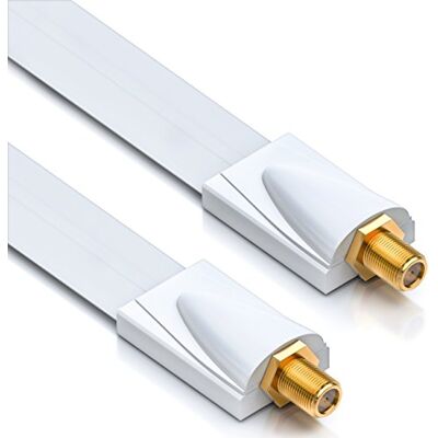 deleyCON 1x Plat Passe-Fenêtre SAT Câble 17cm Flexible & 26cm Longueur Blindé Blanc - Publicité deleyCON 1x Plat Passe-Fenêtre SAT Câble 17cm Flexible & 26cm Longueur Blindé Blanc - Publicité