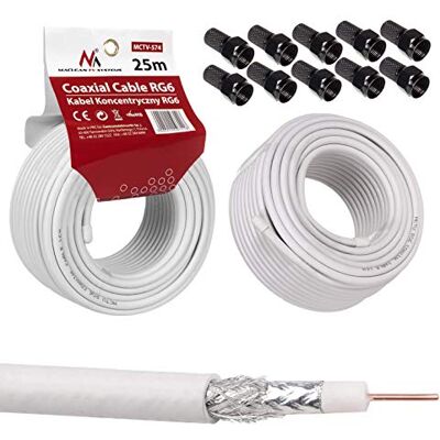 Maclean MCTV-574 Câble satellite Câble d'antenne satellite Câble coaxial RG6 1.0CSS Câble d'antenne SAT AV (25m + 10x F-connecteur) - Publicité Maclean MCTV-574 Câble satellite Câble d'antenne satellite Câble coaxial RG6 1.0CSS Câble d'antenne SAT AV (25m + 10x F-connecteur) - Publicité