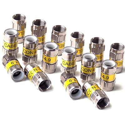 Cabelcon Lot de 16 connecteurs F à compression F-56 4.9 Self Install jaunes RG6/7 mm NiTin - Publicité Cabelcon Lot de 16 connecteurs F à compression F-56 4.9 Self Install jaunes RG6/7 mm NiTin - Publicité