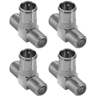 POPPSTAR 4x Sat TV Répartiteur antenne tv coaxial en forme de T (Connecteur Quick rapide: 2 xprise F 1x Fiche F) Doubleur de câble d'antenne TV et Satellite, Adaptateur pour câble coaxial, Argent - Publicité POPPSTAR 4x Sat TV Répartiteur antenne tv coaxial en forme de T (Connecteur Quick rapide: 2 xprise F 1x Fiche F) Doubleur de câble d'antenne TV et Satellite, Adaptateur pour câble coaxial, Argent - Publicité