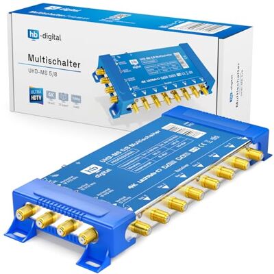 HB-DIGITAL Commutateur Multiple Pmse 5/8 1x Sat jusqu'à 8 récepteurs/récepteur pour TV Full HDTV 3D 4K UHD avec Bloc d'alimentation - Publicité HB-DIGITAL Commutateur Multiple Pmse 5/8 1x Sat jusqu'à 8 récepteurs/récepteur pour TV Full HDTV 3D 4K UHD avec Bloc d'alimentation - Publicité