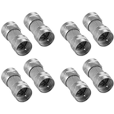 POPPSTAR 8x Adaptateur coupleur F (connecteur: Fiche F vers Fiche F), pour câble coaxial câble d'antenne TV et satellite, argent - Publicité POPPSTAR 8x Adaptateur coupleur F (connecteur: Fiche F vers Fiche F), pour câble coaxial câble d'antenne TV et satellite, argent - Publicité
