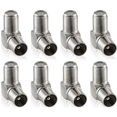 POPPSTAR 8x Adaptateur Satellite et TV (Raccord pour Angle Coudé 90 Degrés) (Prise Coaxiale F vers Fiche IEC) Prise Coudée pour Câble Coaxial Câble d'Antenne, Argent - Publicité POPPSTAR 8x Adaptateur Satellite et TV (Raccord pour Angle Coudé 90 Degrés) (Prise Coaxiale F vers Fiche IEC) Prise Coudée pour Câble Coaxial Câble d'Antenne, Argent - Publicité