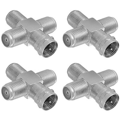 POPPSTAR 4x adaptateur répartiteur croisé(3x prise F vers 1x fiche F) séparateur d'antenne pour câble coaxial, câble d'antenne satellite et TV, argent - Publicité POPPSTAR 4x adaptateur répartiteur croisé(3x prise F vers 1x fiche F) séparateur d'antenne pour câble coaxial, câble d'antenne satellite et TV, argent - Publicité