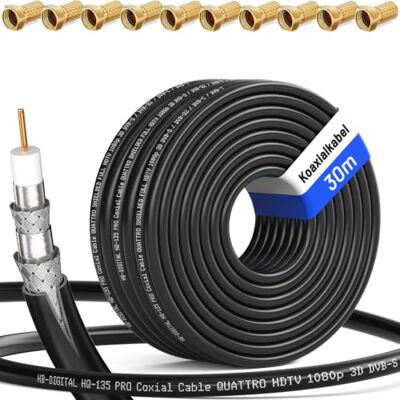 HB-DIGITAL 30m Câble Coaxial HQ-135 Câble d'Antenne 135dB Câble SAT 8K 4K UHD 4 Fois Blindé Pour les Systèmes DVB-S / S2 DVB-C / C2 DVB-T / T2 DAB+ Radio BK + 10 F-Plug GRATUIT - Publicité HB-DIGITAL 30m Câble Coaxial HQ-135 Câble d'Antenne 135dB Câble SAT 8K 4K UHD 4 Fois Blindé Pour les Systèmes DVB-S / S2 DVB-C / C2 DVB-T / T2 DAB+ Radio BK + 10 F-Plug GRATUIT - Publicité