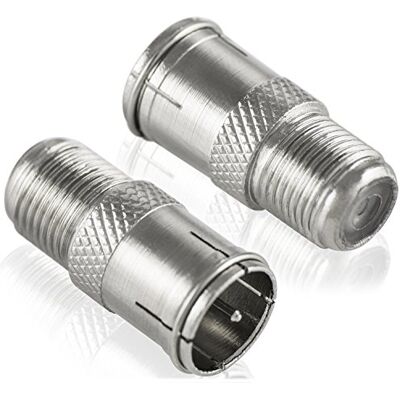 POPPSTAR 2x Adaptateur d'antenne, Quick-plug, (Connecteur rapide coaxial : prise F vers fiche F) Coupleur pour câble coaxial câble d'antenne Satellite et TV, Argent - Publicité POPPSTAR 2x Adaptateur d'antenne, Quick-plug, (Connecteur rapide coaxial : prise F vers fiche F) Coupleur pour câble coaxial câble d'antenne Satellite et TV, Argent - Publicité