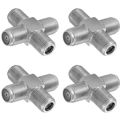 POPPSTAR 4x adaptateur répartiteur croisé (4x Prise femelle) pour câble coaxial de TV et satellite, câble d'antenne, câble coaxial, câble d'antenne, argent - Publicité POPPSTAR 4x adaptateur répartiteur croisé (4x Prise femelle) pour câble coaxial de TV et satellite, câble d'antenne, câble coaxial, câble d'antenne, argent - Publicité
