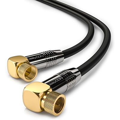 deleyCON 2m SAT Câble Antenne 4K Ultra-HD Full HD HDTV Câble Satellite Coaxial 2x Coudé F Fiche (90° Degrés) vers F Fiche (90° Degrés) Connecteur Métallique Noir - Publicité deleyCON 2m SAT Câble Antenne 4K Ultra-HD Full HD HDTV Câble Satellite Coaxial 2x Coudé F Fiche (90° Degrés) vers F Fiche (90° Degrés) Connecteur Métallique Noir - Publicité