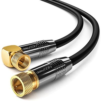 deleyCON 10m Câble Antenne SAT Câble Satellite Coaxial HDTV Full HD 4K Connecteur F 90° Coudé vers Connecteur F Droit Noir - Publicité deleyCON 10m Câble Antenne SAT Câble Satellite Coaxial HDTV Full HD 4K Connecteur F 90° Coudé vers Connecteur F Droit Noir - Publicité