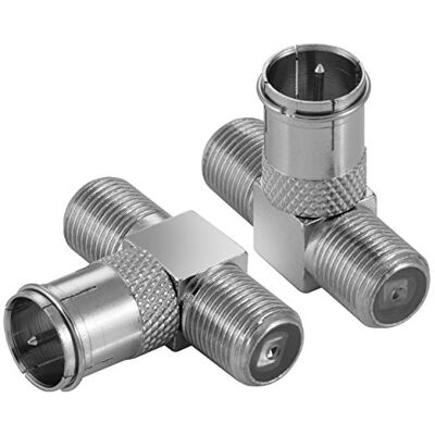POPPSTAR 2x Sat TV Répartiteur antenne tv coaxial en forme de T (Connecteur Quick rapide: 2 xprise F 1x Fiche F) Doubleur de câble d'antenne TV et Satellite, Adaptateur pour câble coaxial, Argent - Publicité POPPSTAR 2x Sat TV Répartiteur antenne tv coaxial en forme de T (Connecteur Quick rapide: 2 xprise F 1x Fiche F) Doubleur de câble d'antenne TV et Satellite, Adaptateur pour câble coaxial, Argent - Publicité
