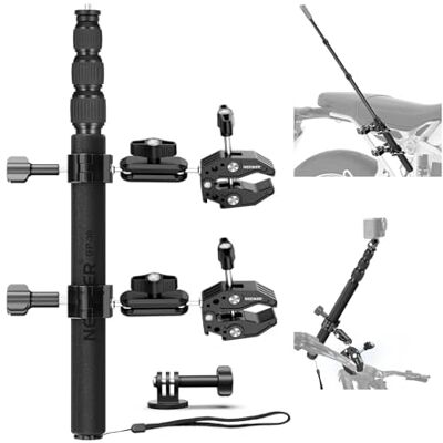 NEEWER Kit d'accessoires de montage de moto compatible avec GoPro Insta360 DJI, guidon de vélo invisible, support à double pince avec adaptateur de caméra d'action pour enregistrement vidéo POV, GP-30 - Publicité NEEWER Kit d'accessoires de montage de moto compatible avec GoPro Insta360 DJI, guidon de vélo invisible, support à double pince avec adaptateur de caméra d'action pour enregistrement vidéo POV, GP-30 - Publicité