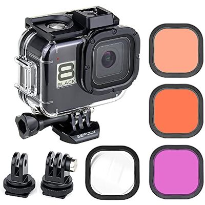 GEPULY Boîtier étanche pour GoPro Hero 8 Noir avec 4 filtres de plongée, boîtier de plongée sous-Marine de 60 m avec Filtre Rouge, Tuba, Magenta, Gros Plan pour caméra GoPro Hero 8 Noir - Publicité GEPULY Boîtier étanche pour GoPro Hero 8 Noir avec 4 filtres de plongée, boîtier de plongée sous-Marine de 60 m avec Filtre Rouge, Tuba, Magenta, Gros Plan pour caméra GoPro Hero 8 Noir - Publicité