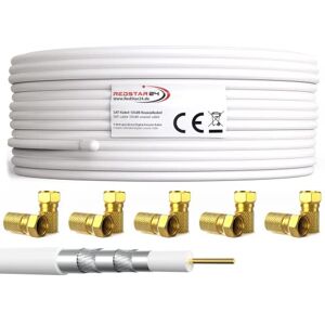 RedStar24 50m Câble Coaxial SAT 135dB Digital Classe A+ Blindage 5x pour Ultra HD 4K DVB-S/S2, DVB-C/C2, DVB-T Câble d'Antenne Coaxial pour Installations CATV Blanc avec 10 Connecteurs F - Publicité RedStar24 50m Câble Coaxial SAT 135dB Digital Classe A+ Blindage 5x pour Ultra HD 4K DVB-S/S2, DVB-C/C2, DVB-T Câble d'Antenne Coaxial pour Installations CATV Blanc avec 10 Connecteurs F - Publicité
