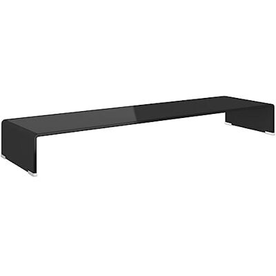 vidaXL Meuble TV/Support pour Moniteur 110x30x13 cm Verre Noir - Publicité vidaXL Meuble TV/Support pour Moniteur 110x30x13 cm Verre Noir - Publicité