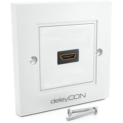 deleyCON 1x HDMI Prise Boîtier Mural 1x Port Montage Encastrée EARC, Haut Débit, 4K/8K FULL HD Support pour TV, PS5, Barre de Son, Dolby, HiFi 80x80mm Blanc - Publicité deleyCON 1x HDMI Prise Boîtier Mural 1x Port Montage Encastrée EARC, Haut Débit, 4K/8K FULL HD Support pour TV, PS5, Barre de Son, Dolby, HiFi 80x80mm Blanc - Publicité