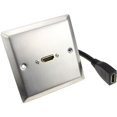 kenable Plaque murale simple HDMI 2.0 4K avec queue de cochon – Acier brossé - Publicité kenable Plaque murale simple HDMI 2.0 4K avec queue de cochon – Acier brossé - Publicité
