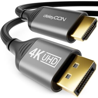 deleyCON 2m 4K DisplayPort vers HDMI Câble (pour Moniteur/TV/Projecteur) 4K@60Hz, 1080P WQHD @165Hz 144Hz 120Hz 60Hz DP Fiche vers HDMI Fiche Adaptateur pour DP Ordinateur Carte Graphique Gaming PC - Publicité deleyCON 2m 4K DisplayPort vers HDMI Câble (pour Moniteur/TV/Projecteur) 4K@60Hz, 1080P WQHD @165Hz 144Hz 120Hz 60Hz DP Fiche vers HDMI Fiche Adaptateur pour DP Ordinateur Carte Graphique Gaming PC - Publicité