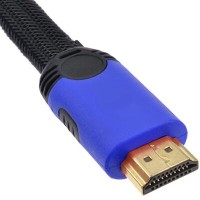 kenable Câble HDMI Plat Tressé Profil Bas Haute Vitesse pour TV HD 1.4 4K 3D 2m Bleu - Publicité kenable Câble HDMI Plat Tressé Profil Bas Haute Vitesse pour TV HD 1.4 4K 3D 2m Bleu - Publicité