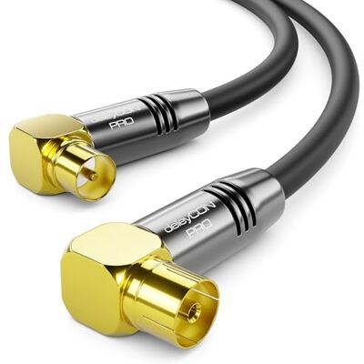 deleyCON 2m Câble D’antenne TV 4K 4K Ultra HD Full HD HDTV 2x Coudé Fiche IEC (90°) vers Prise IEC (90°) Connecteurs Métalliques Noir - Publicité deleyCON 2m Câble D’antenne TV 4K 4K Ultra HD Full HD HDTV 2x Coudé Fiche IEC (90°) vers Prise IEC (90°) Connecteurs Métalliques Noir - Publicité