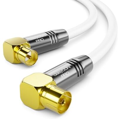 deleyCON 10m Câble D’antenne TV 4K 4K Ultra HD Full HD HDTV 2x Coudé Fiche IEC (90°) vers Prise IEC (90°) Connecteurs Métalliques Blanc - Publicité deleyCON 10m Câble D’antenne TV 4K 4K Ultra HD Full HD HDTV 2x Coudé Fiche IEC (90°) vers Prise IEC (90°) Connecteurs Métalliques Blanc - Publicité