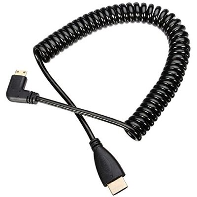 chenyang 90 degrés à Angle Gauche Type Mini HDMI Mâle à HDMI Mâle Stretch Spring Cable 1.2m - Publicité chenyang 90 degrés à Angle Gauche Type Mini HDMI Mâle à HDMI Mâle Stretch Spring Cable 1.2m - Publicité