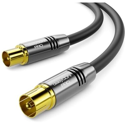 deleyCON 10m 4K TV Câble Antenne Coaxial Câble TV HDTV FULL HD IEC Fiche vers IEC Prise Connecteur Métallique Analogique Numérique Noir - Publicité deleyCON 10m 4K TV Câble Antenne Coaxial Câble TV HDTV FULL HD IEC Fiche vers IEC Prise Connecteur Métallique Analogique Numérique Noir - Publicité