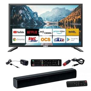 ANTARION Pack TV LED 27" 60cm Téléviseur Smart Connect + Barre de Son 30W - Publicité