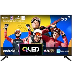 CHIQ TV Intelligente U55QG7V, 55 Pouces, 4K QLED, Dolby Vision HDR10, Conception sans Cadre, Fonctionne avec Alexa, Netflix, Prime Video, Google Play, BT5.0, HDMI2.0, USB2.0, modèle Noir 2023 - Publicité
