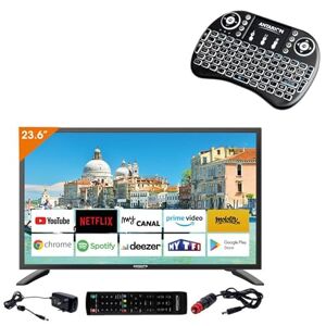 Antarion Pack TV LED 24" 60cm Téléviseur HD Connecté 12V + Clavier Ergonomique - Publicité