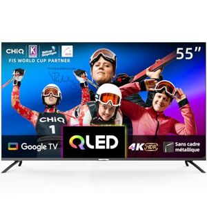 CHIQ 55 Pouces 4K QLED Smart TV, UHD Wide Color Gamut avec HDR, télécommande à Commande vocale, Chromecast intégré, Dolby Audio, DBX-TV, Bluetooth 5.0, Wi-FI Double Bande, U55QM8E Modèle 2023 - Publicité