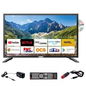 ANTARION TV LED 22" 55cm Smart Connect Lecteur DVD Intégré Androidtv 11.0 Camping-Car - Publicité