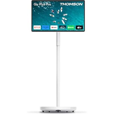 Thomson Go Plus Pro Écran Tactile Intelligent 27 Pouces (69 cm) FHD, Android, Commande Vocale, Hotspot, Caméra 5MP, Caisson de Basses, WiFi 6, Bluetooth, Batterie 4 Heures, Support Portable - Publicité Thomson Go Plus Pro Écran Tactile Intelligent 27 Pouces (69 cm) FHD, Android, Commande Vocale, Hotspot, Caméra 5MP, Caisson de Basses, WiFi 6, Bluetooth, Batterie 4 Heures, Support Portable - Publicité