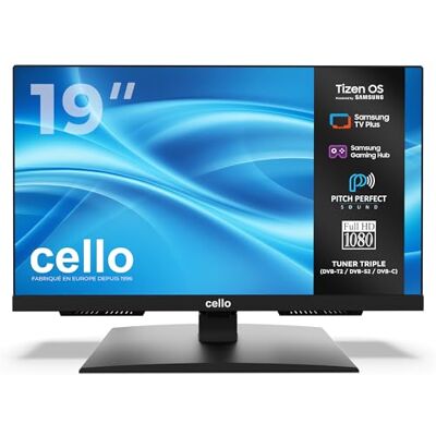 Cello C1926TZH Smart TV 19 Pouces, Tizen OS de Samsung, Gaming Hub, Bluetooth, Triple Tuner intégré, Son Pitch Perfect - Publicité Cello C1926TZH Smart TV 19 Pouces, Tizen OS de Samsung, Gaming Hub, Bluetooth, Triple Tuner intégré, Son Pitch Perfect - Publicité