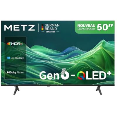 Metz Smart TV 50 Pouces (126 cm), QLED, 4K LED Television Google Tele HDR 10 MEMC Dolby Atmos EyeCare Tuner DVB-T/T2/C/S/S2 CI+ (50MQH7500Z, 2026 Nouveau Modèle) - Publicité Metz Smart TV 50 Pouces (126 cm), QLED, 4K LED Television Google Tele HDR 10 MEMC Dolby Atmos EyeCare Tuner DVB-T/T2/C/S/S2 CI+ (50MQH7500Z, 2026 Nouveau Modèle) - Publicité