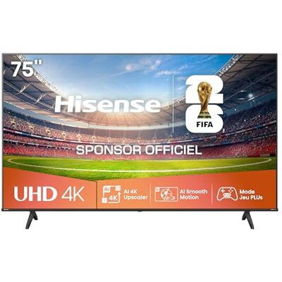 Hisense Smart TV 75 Pouces 75A6Q 4K UHD, Dolby Vision, HDR, VIDAA avec Youtube, Netflix, Disney+, Canal + (modèle 2025) - Publicité Hisense Smart TV 75 Pouces 75A6Q 4K UHD, Dolby Vision, HDR, VIDAA avec Youtube, Netflix, Disney+, Canal + (modèle 2025) - Publicité