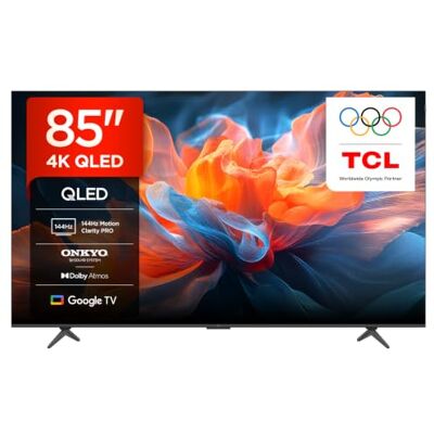 TCL 85T8C 85" QLED 4K HDR Ultra HD TV, Smart TV Powered by Google TV (Dolby Vision & Atmos, 144Hz Motion Clarity Pro, FreeSync, Onkyo 2.1 Sound, Voice Control) - Publicité TCL 85T8C 85" QLED 4K HDR Ultra HD TV, Smart TV Powered by Google TV (Dolby Vision & Atmos, 144Hz Motion Clarity Pro, FreeSync, Onkyo 2.1 Sound, Voice Control) - Publicité
