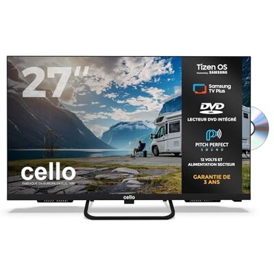 Cello CTRAV-27TZF TV/DVD LED Smart 12V Traveller 27 Pouces avec Tizen OS de Samsung, Haut-parleurs Pitch Perfect, Bluetooth, téléviseur idéal pour Camping-Cars, Triple Tuner - Publicité Cello CTRAV-27TZF TV/DVD LED Smart 12V Traveller 27 Pouces avec Tizen OS de Samsung, Haut-parleurs Pitch Perfect, Bluetooth, téléviseur idéal pour Camping-Cars, Triple Tuner - Publicité