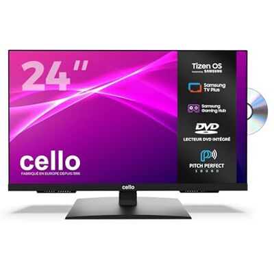 Cello C2426TZF Smart TV 24 Pouces avec Lecteur DVD intégré, Tizen OS de Samsung, Gaming Hub, Bluetooth, Triple Tuner, Son Pitch Perfect - Publicité Cello C2426TZF Smart TV 24 Pouces avec Lecteur DVD intégré, Tizen OS de Samsung, Gaming Hub, Bluetooth, Triple Tuner, Son Pitch Perfect - Publicité