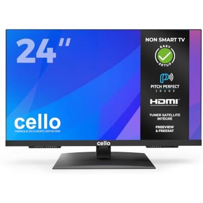 Cello TV LED C2424SH 24'' avec DVB-T/Satellite, 230V, Non connectée, Enregistrement USB TV en Direct, Son Parfait, idéale pour Petites pièces - Publicité Cello TV LED C2424SH 24'' avec DVB-T/Satellite, 230V, Non connectée, Enregistrement USB TV en Direct, Son Parfait, idéale pour Petites pièces - Publicité