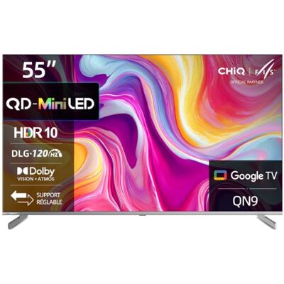CHiQ TV Mini QLED 4K 55 Pouces Local Dimming (M55QA9) Gaming DLG 120Hz, MEMC 60Hz, Support HDR10, Chromecast Intégré - Publicité CHiQ TV Mini QLED 4K 55 Pouces Local Dimming (M55QA9) Gaming DLG 120Hz, MEMC 60Hz, Support HDR10, Chromecast Intégré - Publicité