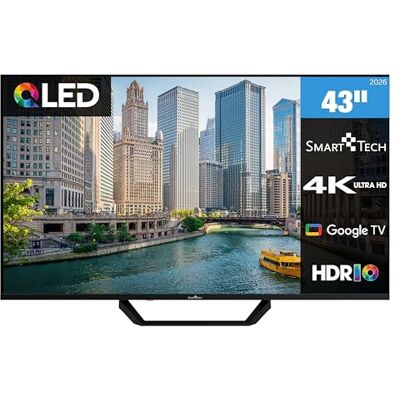 Smart Tech QLED 43QG06V2 Téléviseur Google TV HDR avec résolution 4K UHD, Bluetooth et Triple Tuner, Smart TV 43QG06V2 (2026) - Publicité Smart Tech QLED 43QG06V2 Téléviseur Google TV HDR avec résolution 4K UHD, Bluetooth et Triple Tuner, Smart TV 43QG06V2 (2026) - Publicité
