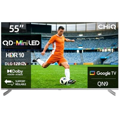 CHIQ Téléviseur M55QA9 Mini QLED 4K 55 Pouces (139 cm) TV, MEMC 60 Hz Local Dimming, DLG 120 Hz, HDR10, Chromecast intégré - Publicité CHIQ Téléviseur M55QA9 Mini QLED 4K 55 Pouces (139 cm) TV, MEMC 60 Hz Local Dimming, DLG 120 Hz, HDR10, Chromecast intégré - Publicité