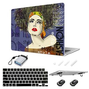AiGoZhe Case for MacBook Air 13.6 inch 2022 2023 Release A2681 M2 Chip Retina, Protective Plastic Hard Shell Case & Mini Portable Laptop Stand & Type C Adapter & Keyboard Cover, Beauty Doodle 16 - Publicité