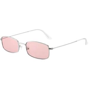 IUYQY Lunettes de soleil rectangulaires rétro pour femmes et hommes des années 90, monture UV400, lunettes de soleil carrées de protection cool, rose, Taille unique - Publicité