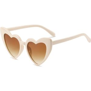 Tainrunse Lunettes de soleil en forme de cœur vintage unique avec verres à haute translucidité, lunettes de soleil tendance rétro décoratives pour cosplay beige - Publicité