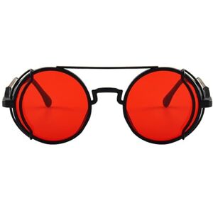 WENGU Lunettes de soleil polarisées vintage steampunk avec monture en plastique Protection UV Lunettes rondes avec verres colorés, b - Publicité