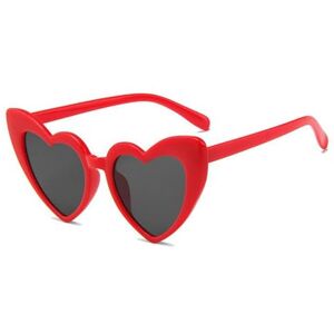 Tainrunse Lunettes de soleil en forme de cœur avec verres translucides, style rétro, tendance et décorative, rouge - Publicité