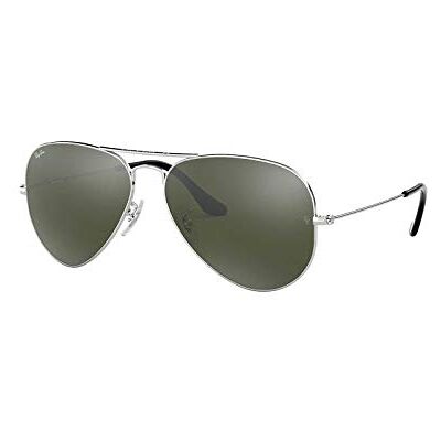 Ray-Ban Men's RB3025 Lunettes de soleil Aviator, argent - Publicité Ray-Ban Men's RB3025 Lunettes de soleil Aviator, argent - Publicité