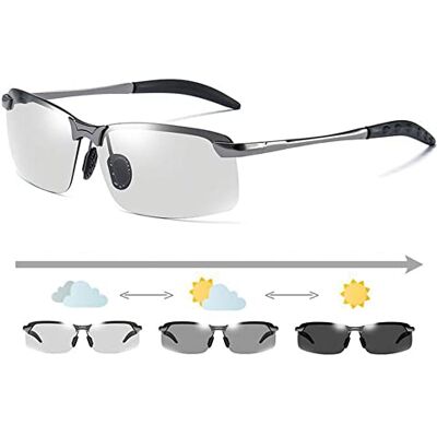 Generic Lunettes de soleil photochromiques vision jour nuit Verres caméléon polarisés pour hommes Changement de couleur G4F1, gris, Taille unique - Publicité Generic Lunettes de soleil photochromiques vision jour nuit Verres caméléon polarisés pour hommes Changement de couleur G4F1, gris, Taille unique - Publicité